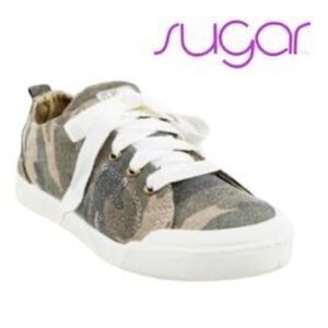 Sugar Sneakers canvas women camouflage sneaker laces olive Sugar size 7.5